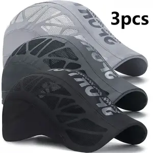 3-Pack Men's Baseball Caps in Solid Breathable Mesh, Quick-Dry & Lightweight with Sun Protection for Running and Fishing