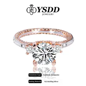 【#18 Fireworks】Antique-inspired Three stone S925 vvs D/E Color Synthetic Moissanite Ring  1-3Carat SpringStatements
