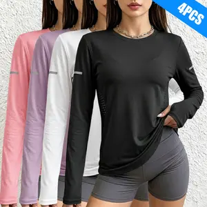 Set of 3 women’s long-sleeve shirts — very casual wear, outdoor sports tops, suitable for hiking, leisure, and office wear
