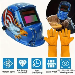 （2 PCS）Solar-Powered Automatic Light-Adjusting Welding Helmet Lightweight Durable Design Professional Safety Glasses Easy Wear Accessories Electric Welding Cap Protective Mask 9-13 Light Transmittance Comfortable Adjustable Mask Safety Glasses