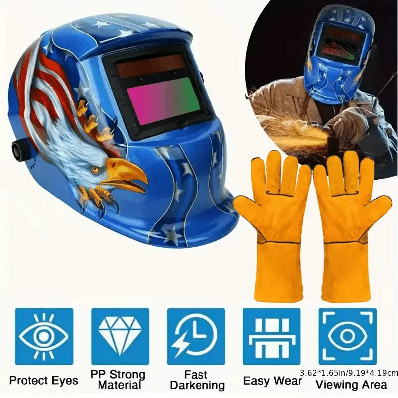 2-Pack Solar Powered Auto Darkening Welding Helmet Lightweight Durable with Adjustable Shade 9-13 Comfortable Fit Protective Face Shield for Welders