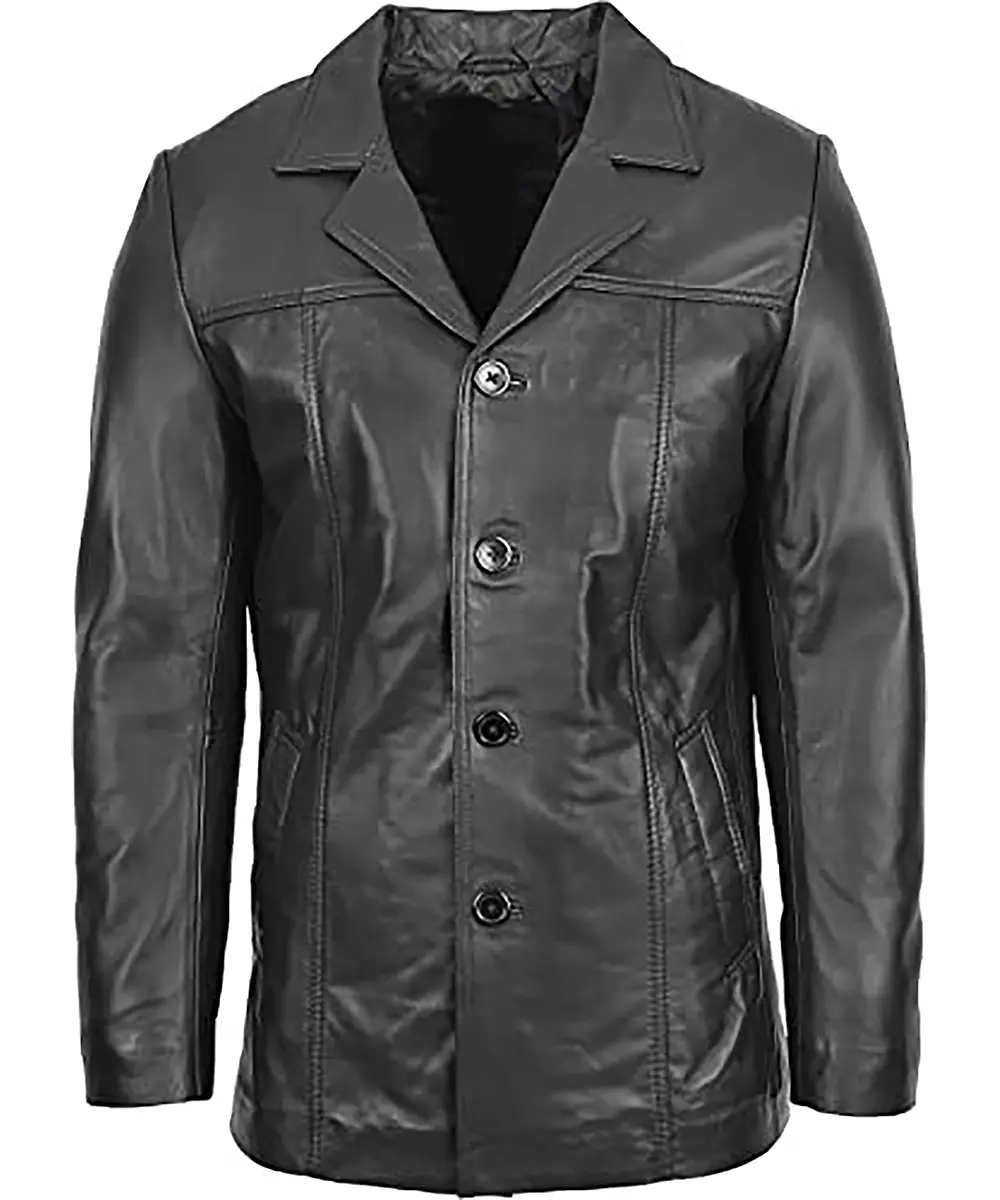 Women's Black Blazer Jacket / Coat Black Genuine Lambskin Real Leather Blazer Jacket / coat