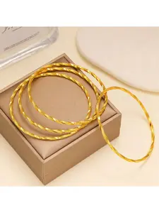 4 Pcs Women's Closed Loop Bracelets, Bracelet Sets, Stylish Round Bangle Jewelry, Perfect for Holidays, Parties, Daily Wear, Unique Gift Idea