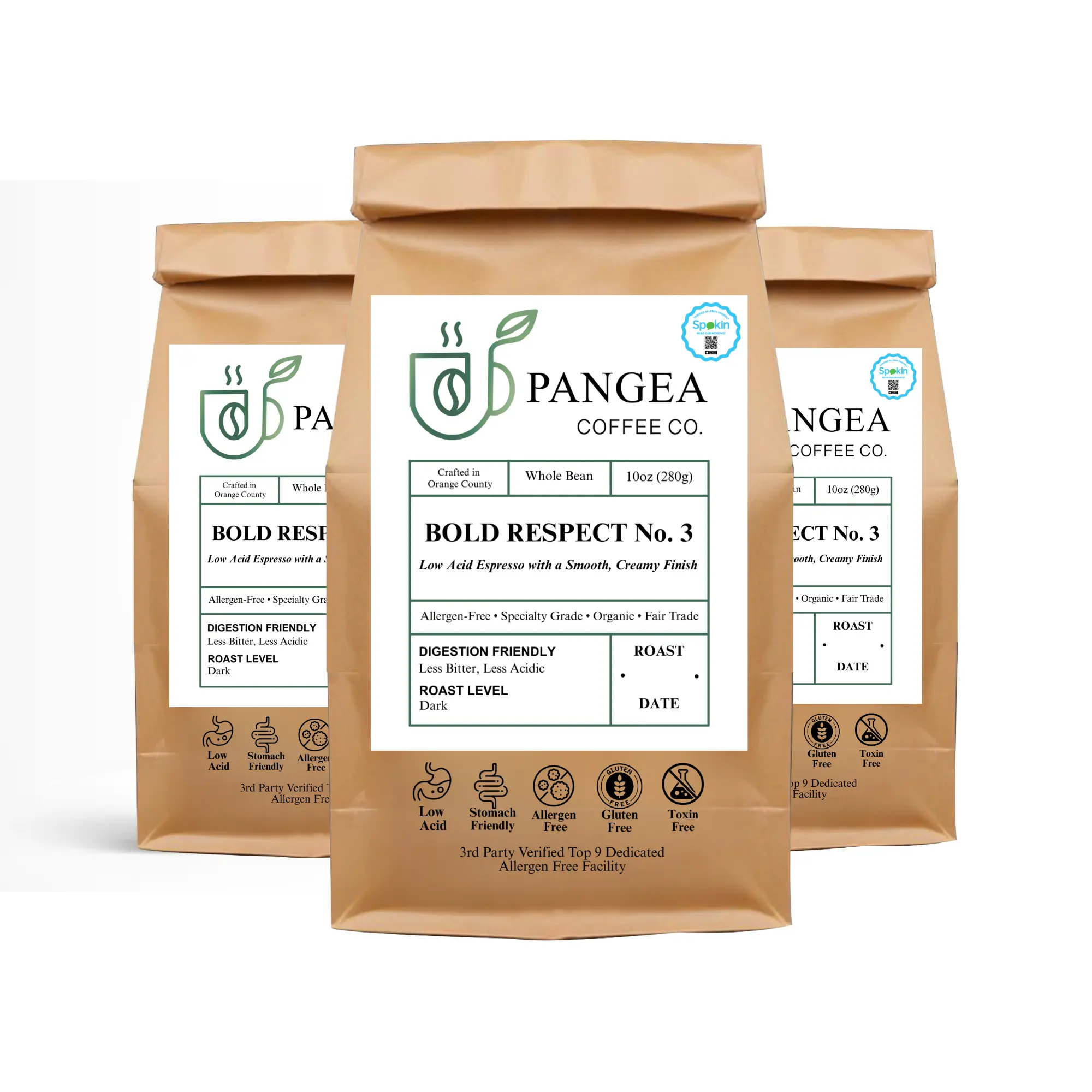 Bold Respect Low-Acid Dark Roast Espresso 3-Pack – Daily Bold Brew with Smooth Bold Flavor & Allergen-Free Whole Bean Coffee -