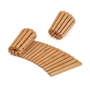 COSTWAY - 7 FT Wooden Garden Pathway Roll Out Curved Fir Wood Walkway with Anti-slip Surface-Natural