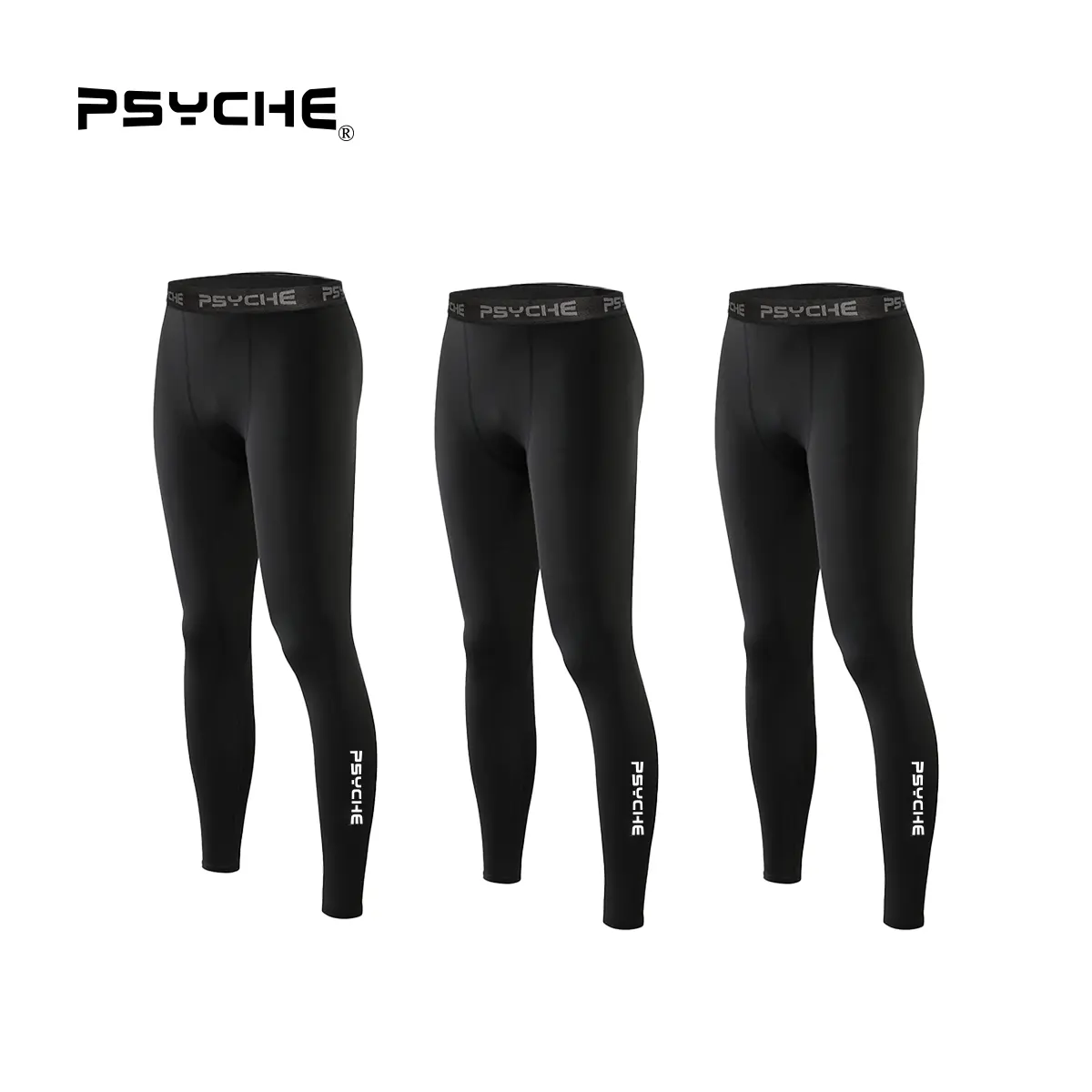 PSYCHE 3 Pack Men’s Compression Leggings Running Tights Workout Leggings Athletic Base Layer Pants for Sports Yoga Basketball