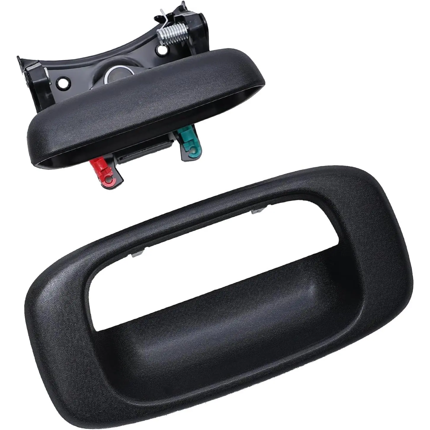 Premium Tailgate Handle Latch and Bezel Trim with Rod Clips, Fits for 1999-2007 Chevy Silverado GMC Sierra 1500 2500 3500, Replaces #   15997911, 15228539, 15228540, 15228541
