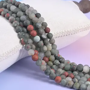 African Bloodstone Matte Round Beads 4mm 6mm 8mm 10mm Jewelry Making 15 Inch Strand