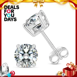 S925 Sterling Silver Synthetic Moissanite Stud Earrings For Women Men Unisex Fashion Simple Style Jewelry Daily Wedding Anniversary Birthday