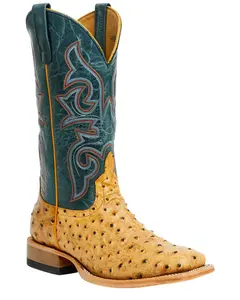 Horse Power Men's Saddle Ranch Ostrich Print Tall Western Boot Broad Square Toe - Hp8083