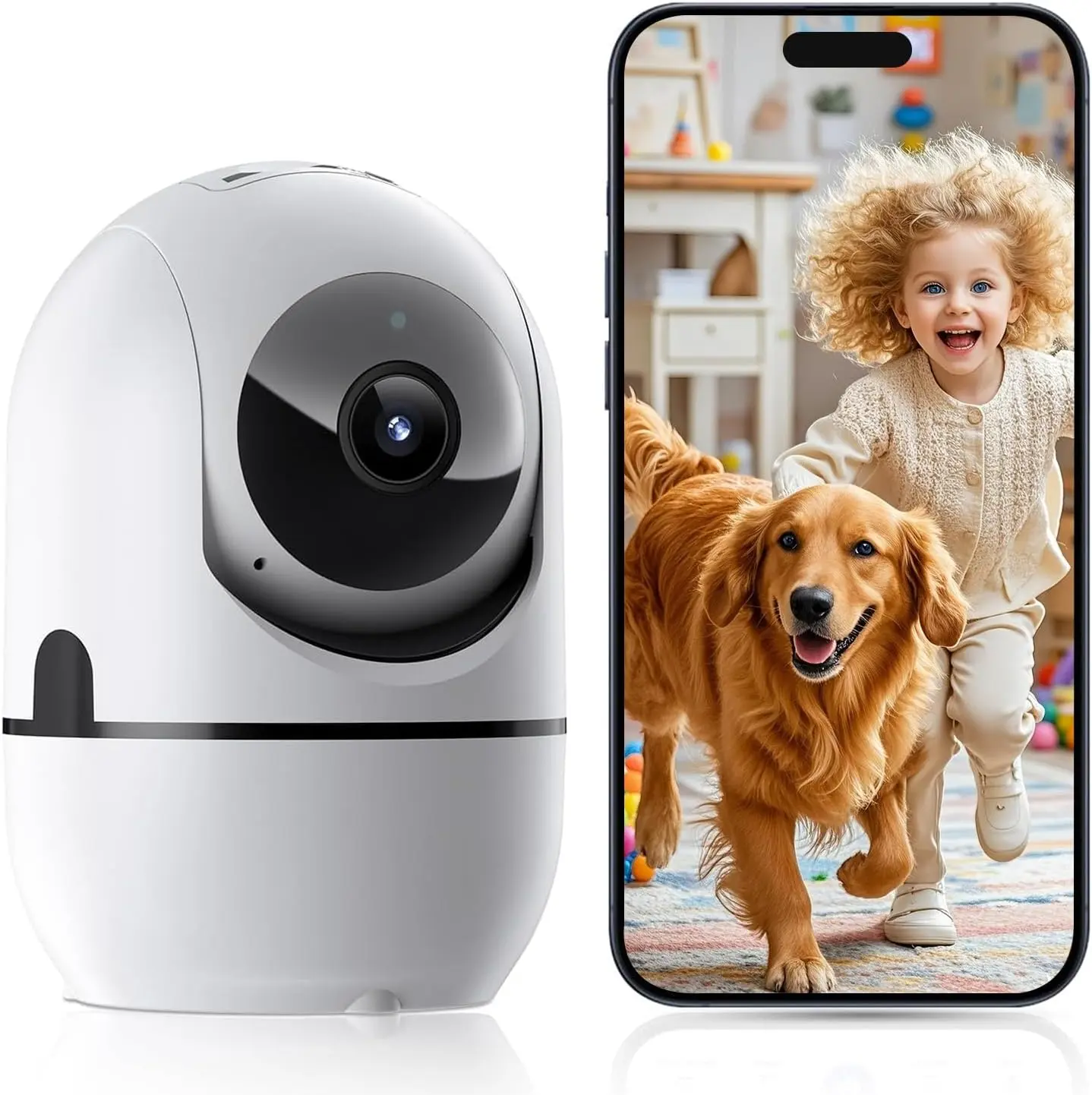 3MP Indoor Security Camera with Two-Way Audio, Human Detection Alerts, 3.6mm HD Lens, 20m IR Night Vision, TF Card & Cloud Storage, Motion Tracking Baby & Pet Monitor for Home, Nursery, Living Room, Bedroom & Office