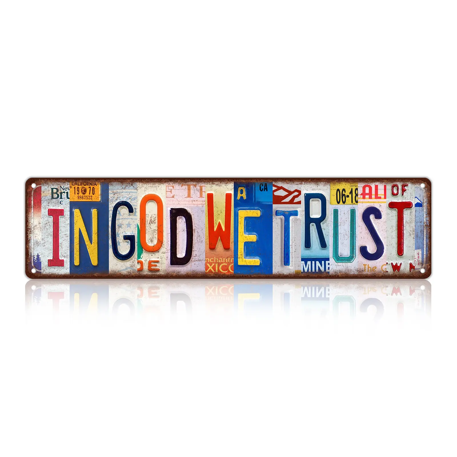 Vintage In God We Trust Metal Tin Signs Street Signs Home Wall Decor High Quality Aluminum Metal, Made In USA 16 x 4 Inches Rustic Farmhouse Design Personalized Plaque