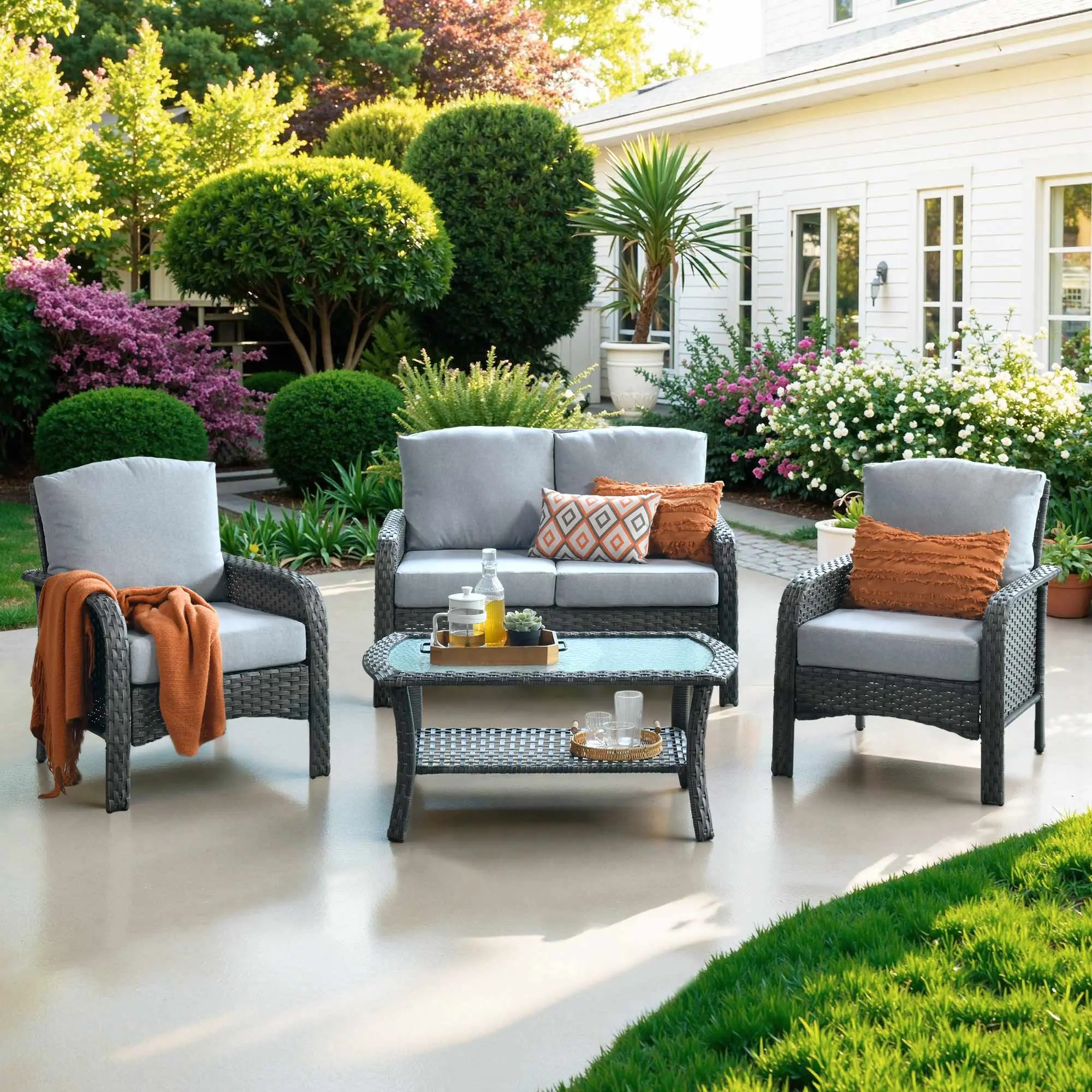 Grey Wicker Grey Cushion