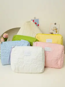 Cloud Handheld Makeup Bag in Macaron Colors, Floral Print Design, Travel Portable Cosmetic Organizer for Stylish Women, Travel Cosmetic Bags