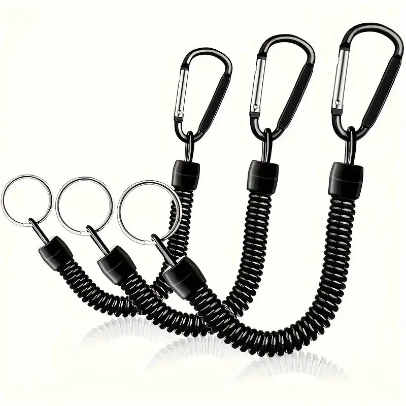 3pcs/6pcs Spring Coil Keychains, Keyrings with Extensible Wristband, Keychain Wristlet Strap, Wristlet for Keys, Keychain Lanyard, Expandable From 8.46 Inches to 47 Inches, Durable Zinc Alloy, Keychain Set