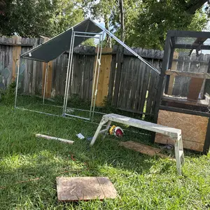 VEVOR Large Metal Chicken Coop, 9.8x3.3x6.6 ft Walk-in Poultry Cage Complete Kit with Waterproof Cover, Steel Frame, Spire Roof, Ventilated Mesh, Easy Assembly, Deters Poultry Escape for Outdoor Backyard Farm Duck Housing, Enhanced Shelter#BacktoSchool