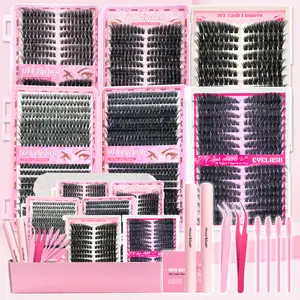 Eyelash Extensions Kit, 1 Set Mixed Length Diy Eyelash Kit, Style False Eyelashes with Tweezers & Eyelash Bond Glue & Remover Eyelash Enhancing Tool, Professional Eye Enhancement Tools, Cosmetic, Makeup, Lash Clusters, Baby Pink Comprehensive Kit