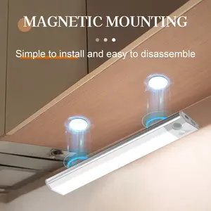 Under-cabinet lighting, smart night light with motion sensor, 1500mAh battery for long battery life, soft and eye-friendly light, easy to install and disassemble, suitabl wireless  glow e for home decoration, wardrobes, under beds, and hallway night light
