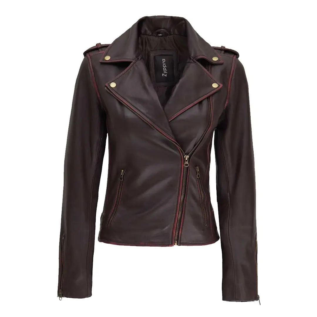 Colorado Women’s Dark Brown Moto Leather Jacket