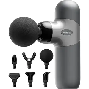 Portable Massage Gun, Rechargeable Percussion Mini Muscle Massager for Back, Neck, Shoulder, with 6 Massage Heads 4 Speeds, Christmas New Year Gift