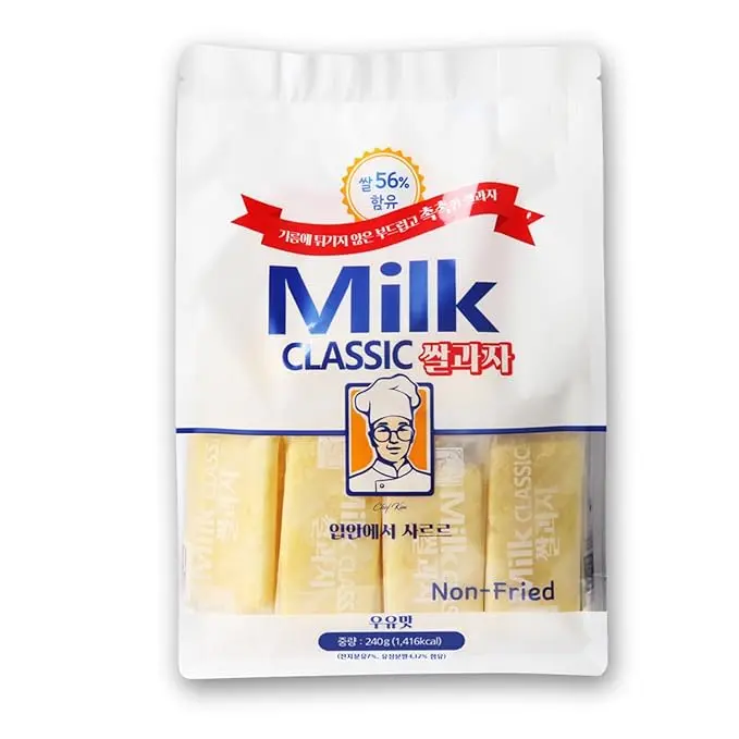 Korean Milk Classic Rice Snack 112g Non-Fried Protein Puffs with Real Milk Powder Oven-Baked Healthy Bite Kid-Friendly Snack 24 Packs