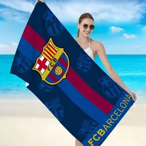 Barcelona Team Logo Beach Towel, Ultra-Soft Microfiber Fabric, Soft Absorbent Towel, Quick-Dry & Fade Resistant, Perfect Gift for Fans & Vacationers