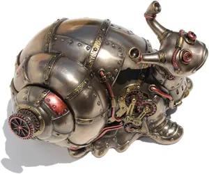 1 Piece 4.5" Tall Steampunk Giant Land Snail Hidden Trinket Box Cold Cast Resin Antique Bronze Finish