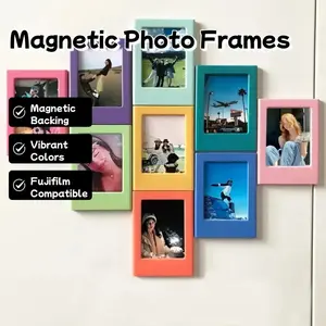 10PCS 3-Inch Magnetic Fridge Frames - Random Color Fujifilm Photo Holders, Retro Durable Frame with Smooth Edge, Home/Office Decor, Black Friday Deal: Fridge Magnet Photo Displays, Ideal Holiday/Birthday Gift for Photographers, Picture Frame Set
