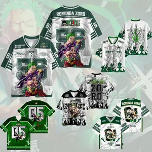 Zoro Green Anime Warrior Mesh Jersey - Men's Oversized V-Neck Sport Shirt - Aesthetic Manga Graphic Streetwear - Premium Breathable Athletic Tee