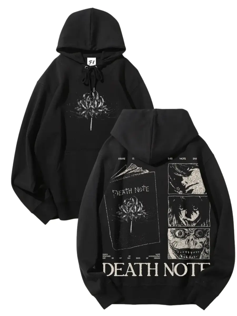 Death Note L Kira Ryuk Anime Hoodie Pullover Cotton Streetwear Unisex Casual Couple Gift Breathable Eco-friendly Micro Elasticity