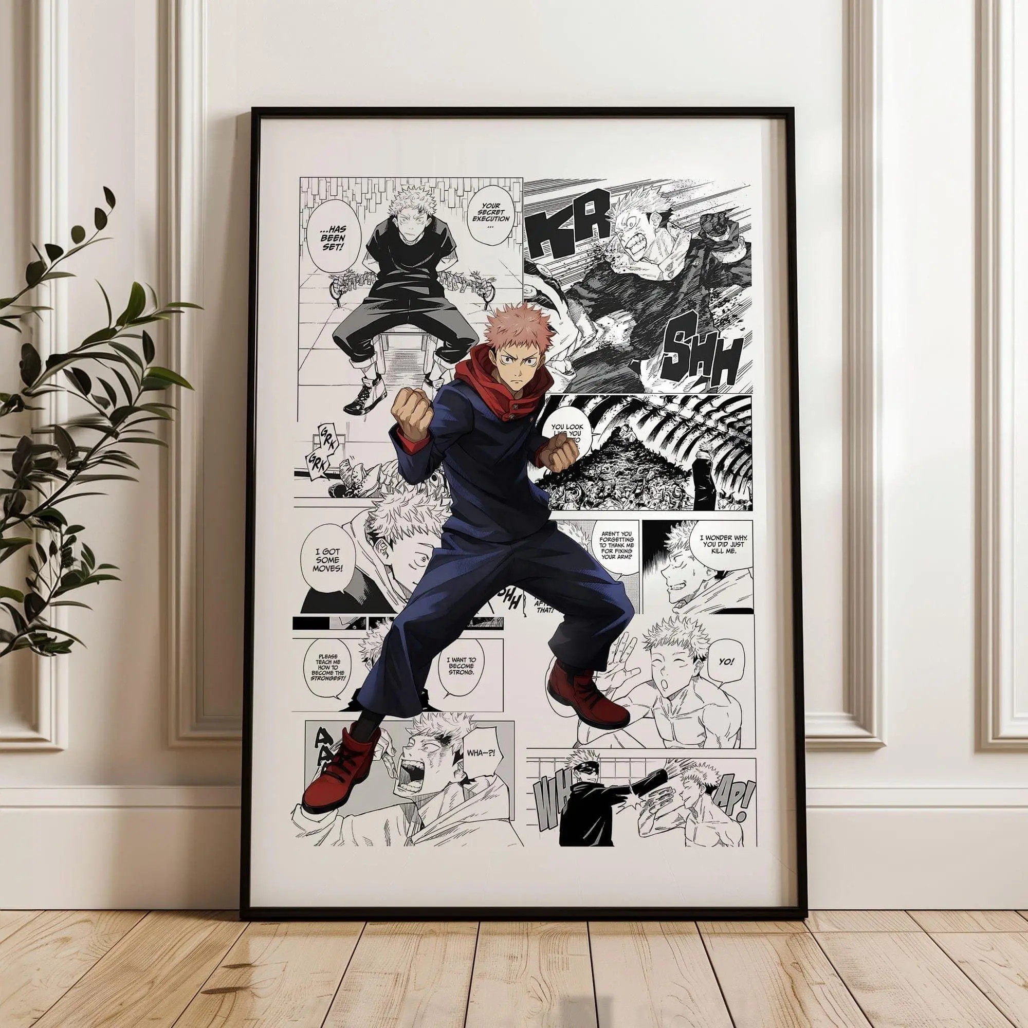 Jujutsu Kaisen Yuji Itadori Poster: Curated Manga Panels, Anime Satin ...