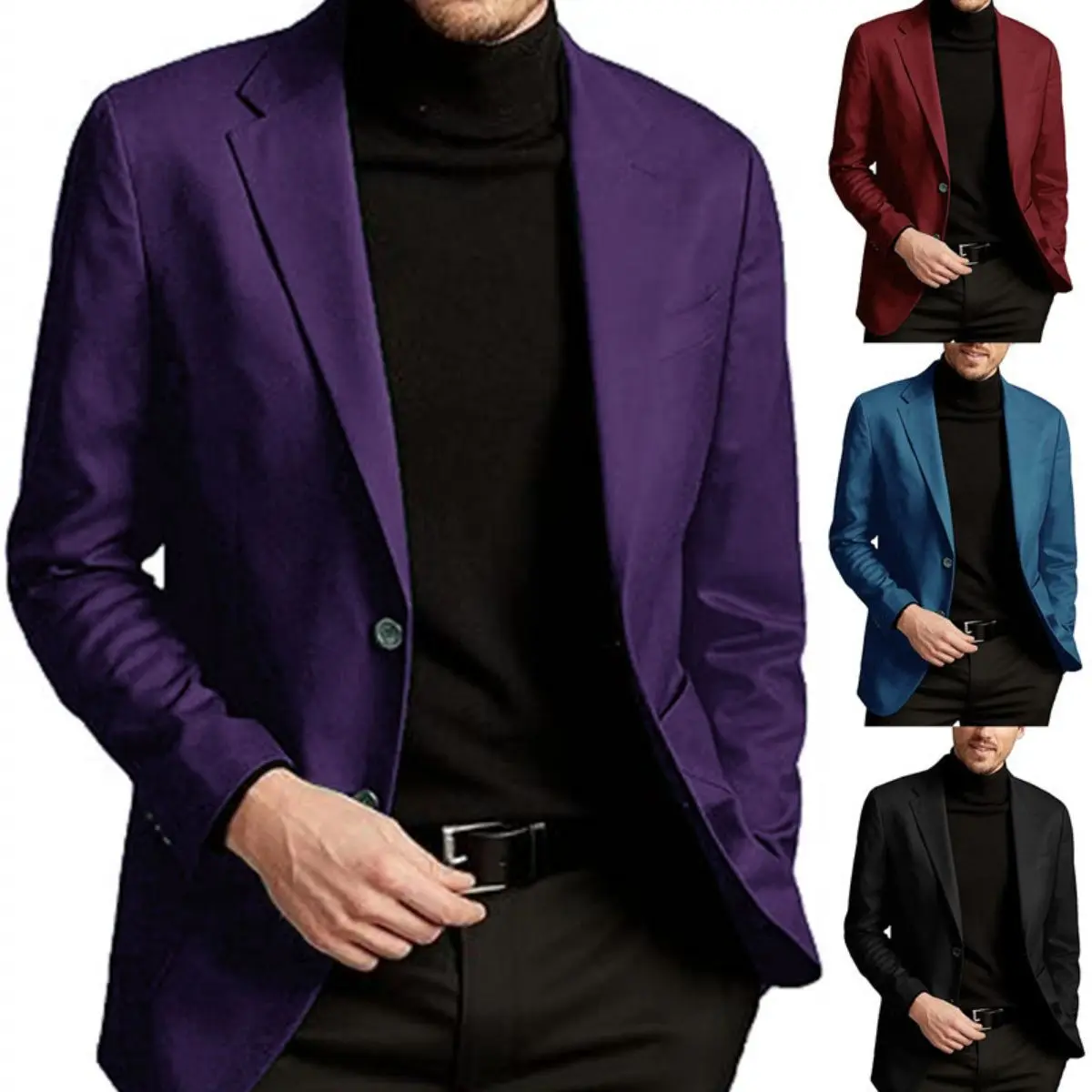 Men's European-Style Blazer, Polyester Blend Fashion Apparel for Formal Wear and Casual Outerwear