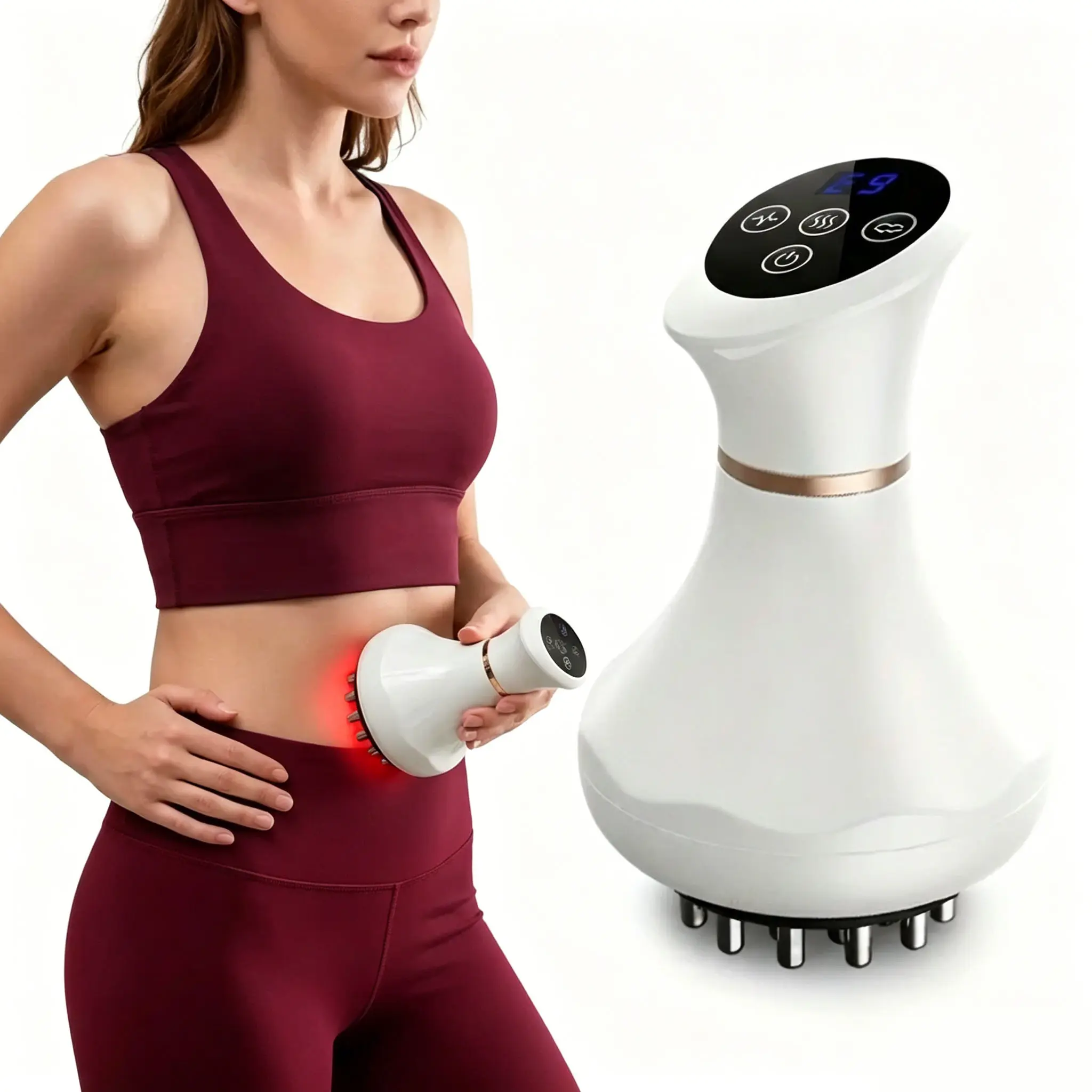 Meridian Brush with Heating and Vibration,Wireless Electric Meridian Brush, Red Light Heating Scraping Device, Wireless Design, Heating Function, Portable White Gift,Comes with Massage Oil Great Gift for Parents