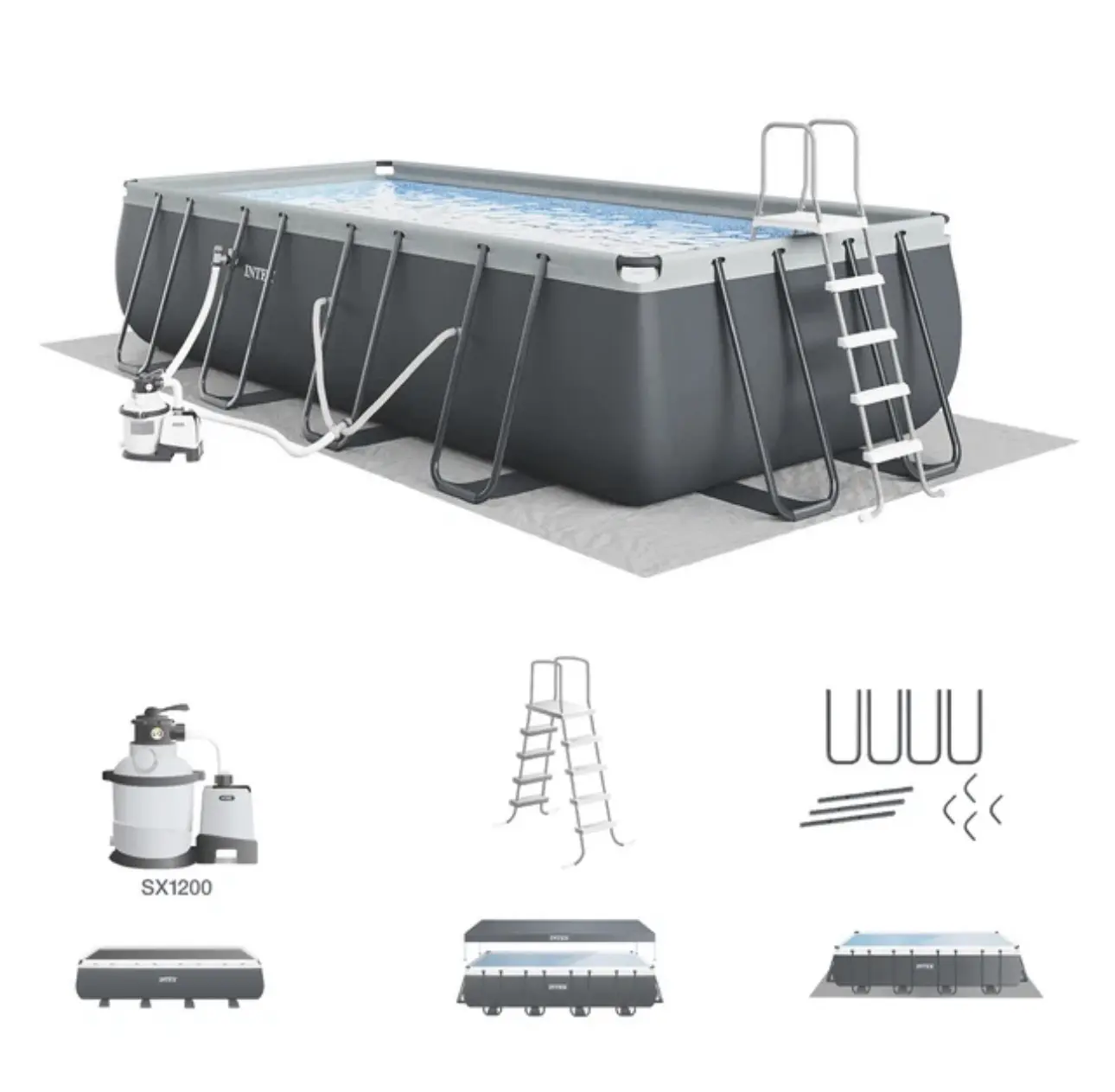 Intex Ultra XTR Rectangular Outdoor Swimming Pool Set with Pump