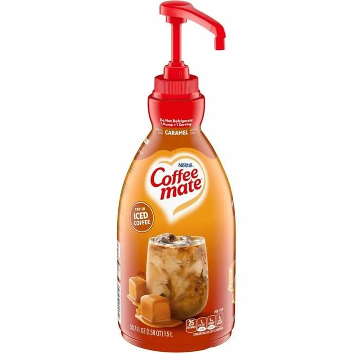 212 MAIN Dairy Caramel Liquid Creamer Pump, 50.72 fl oz, Smooth Flavor, Gluten-Free, Kosher, Cholesterol-Free, Cost-Effective Easy Dispensing for Coffee & Tea