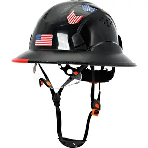 Full Brim Hard Hat Construction OSHA Approved - Vented Safety Helmet with Clear Visor & Chin Strap, ANSI Z89.1 Adjustable Work Helmet for Men & Women (Cascos De Construccion)! full brim hard hat