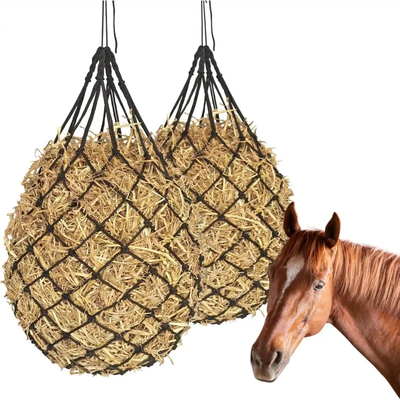 2 Pack Slow Feed Hay Net Bags, Versatile Use Livestock Feeding Bags Suitable for Horse Cattle Sheep Donkey, Farm Feeder Supplies