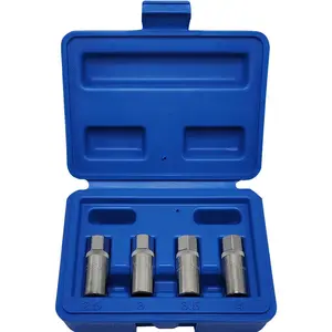 4pcs 1/4-in Stud Extractor Set - Broken Stud Removal Socket and Puller for Deeply Trapped Bolts