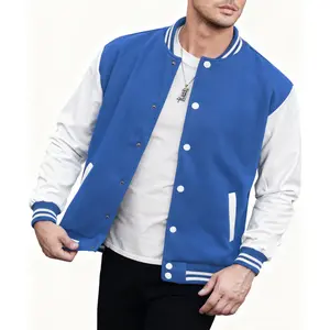 Mens Fashion Varsity Jackets Leather Sleeve Slim Fit College Baseball Letterman Bomber Coat