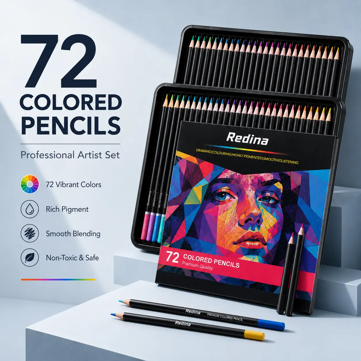 72 Vibrant Colored Pencils Set - Professional Artist Grade, Highly Pigmented & Smooth Blending, Non-Toxic Premium Quality for Drawing, Colouring & Fine Art - Ideal for Adults & Advanced Students