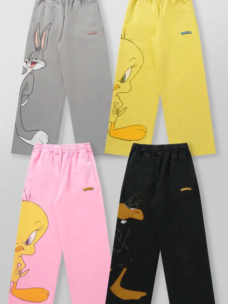 Youngla Gym Looney Tunes Character Sweatpants – Vintage Cartoon Graphic Y2K Hip Hop Streetwear Jogger Pants, Retro Casual Lounge Bottoms for Men Women, Matching Hoodie Outfit, Fall Winter Fashion Gift