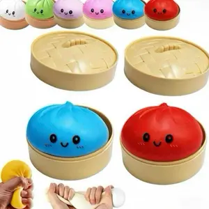 Smiley Emoji Dumpling Soft Toy, Stress Relief Sensory Toy Dumpling and Basket Included