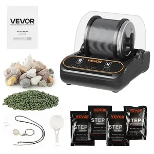 【Summervibes】VEVOR Rock Tumbler, 1 lb Rock Polishing Machine, Rocks Tumbling Kit with 4-Speed Adjustment, 1–9 Day Timer, PC Sound Reduction Cover & TPU Drum, Direct Drive Motor Rocks Polishing, Quiet Operation