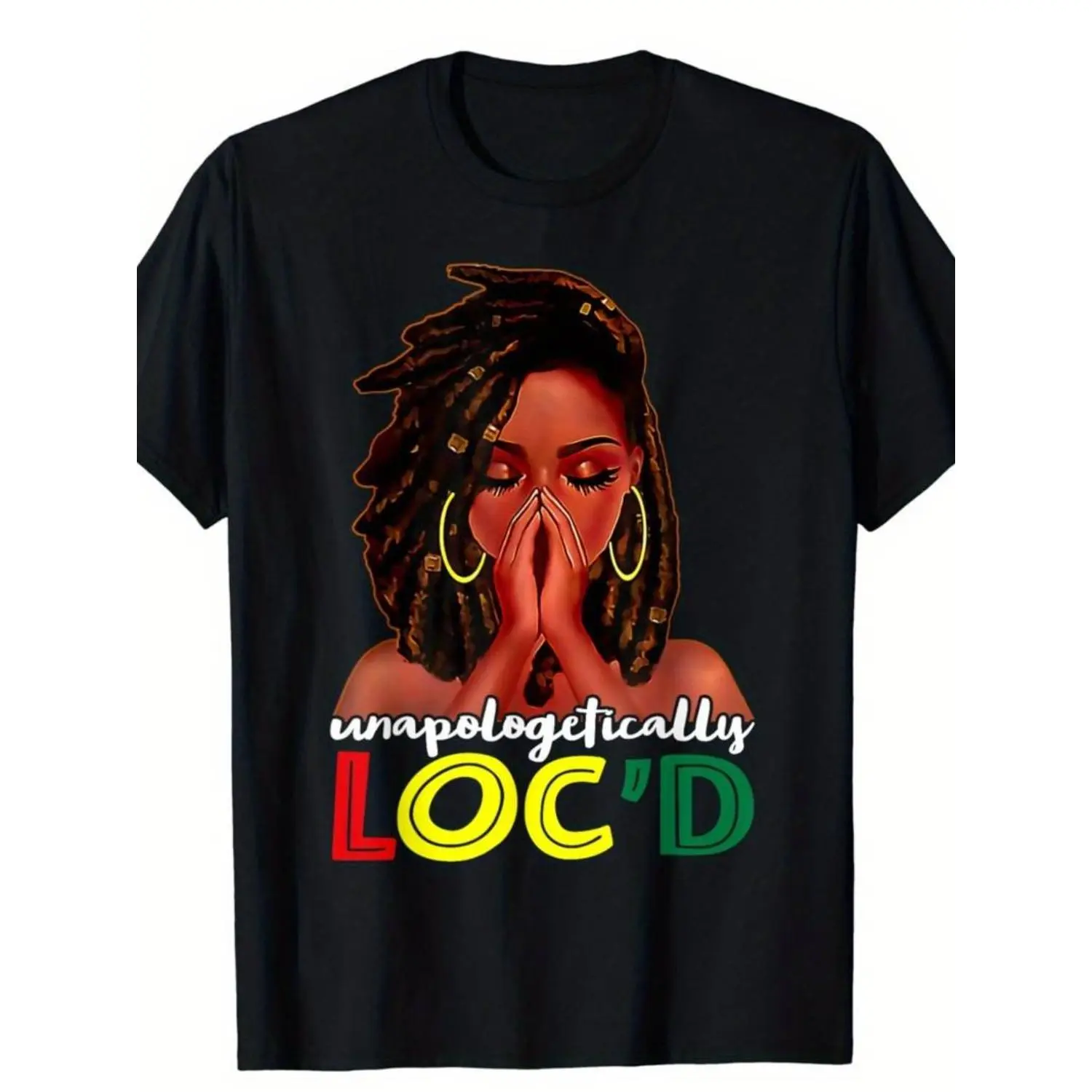 Women's Black Juneteenth Short-Sleeve Round Neck T-Shirt - Unapologetically Locd Graphic Print, Relaxed Fit, Breathable Soft Fabric, Durable Stitching, Multi-Size Casual Everyday Top (Pairs with Jackets), Shortsleeve