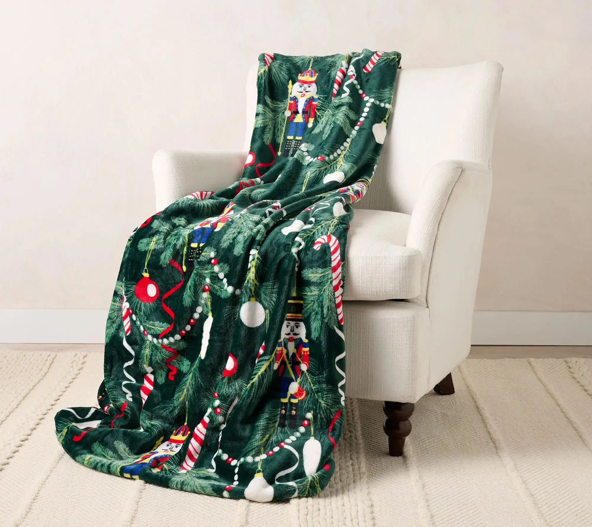 Kringle Express Oversized Holiday Printed Single-sided Flannel Blanket