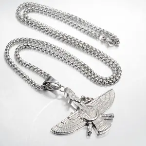 Vintage-style Zoroastrian amulet titanium steel pendant necklace - Fire of Truth, tribal style, suitable for everyday wear and parties. Also an ideal holiday gift.