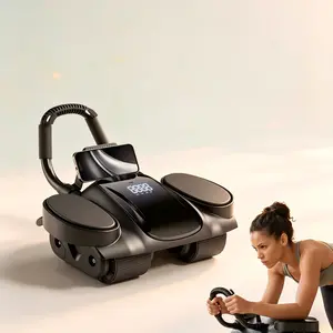 Abdominal exercise 4-Wheel Auto Rebound Ab Roller with Digital Fitness Tracker, Phone Holder & Elbow Support | Silent Portable Full Body Core Trainer for All Levels Home Gym Berg Fitness （limited Sale）