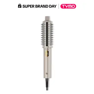 TYMO STYLUX PRO 1.5-Inch Thermal Brush 2-in-1 Hair Straightener and Curler for All Hair Types with 800M Negative Ion Output, 5 Temperature Settings and Dual Voltage, Black Friday Women Gift, Gift Baskets Ideas