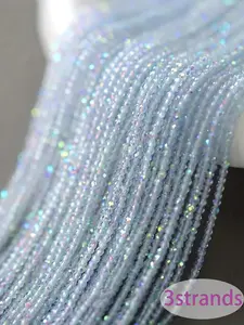 3 Strand Glass Beads 530-550 Pcs 2mm Tiny Cut Faceted Round Bead Strands Bead Assortment DIY Mixed Beads DIY Jewelry Making Supplies for Rings Bracelets Necklaces