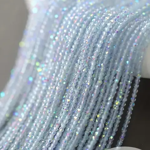 3 Strand Glass Beads 530-550 Pcs 2mm Tiny Cut Faceted Round Bead Strands Bead Assortment DIY Mixed Beads Beading Supplies DIY Jewelry Making Supplies for Rings Bracelets Necklaces
